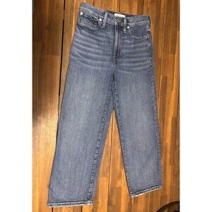 Madewell Jeans Womens 27 Blue Slim Wide Leg Cropped Distressed